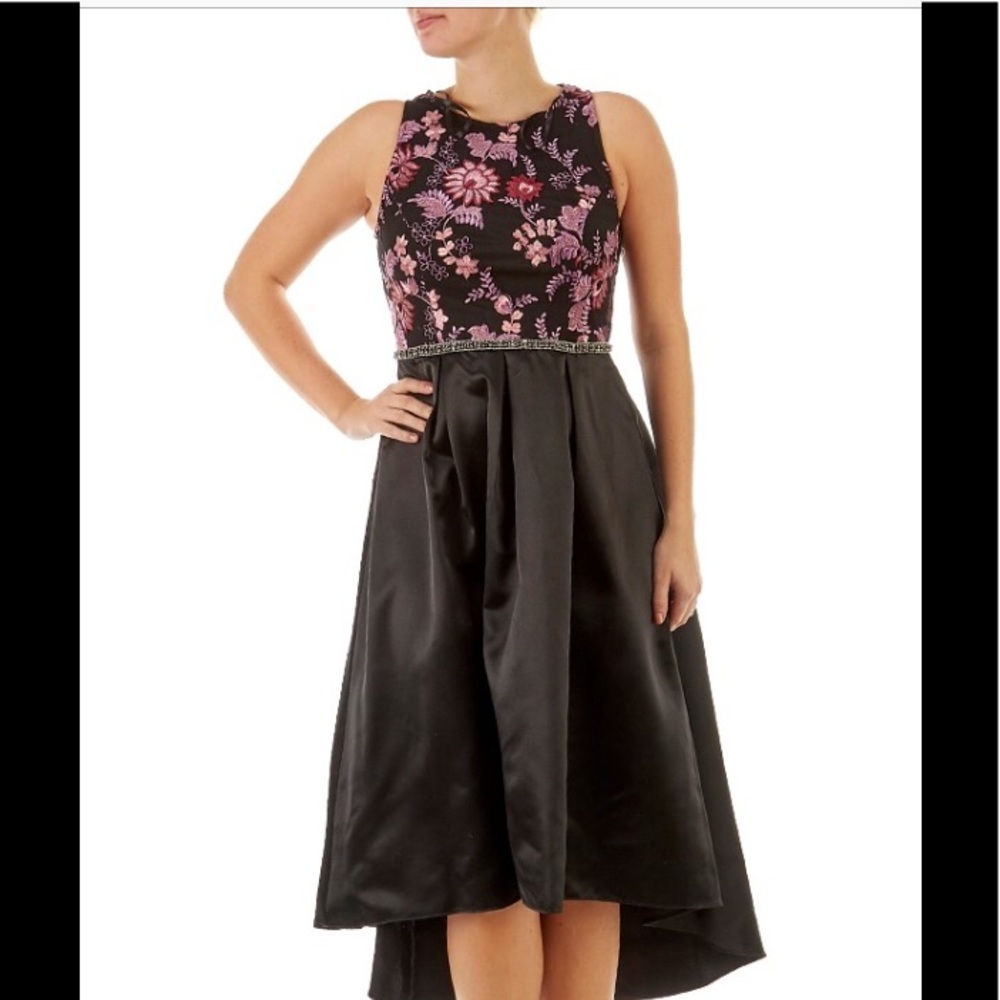 Floral  High  Low Dress/ Rhinestone waist size 14